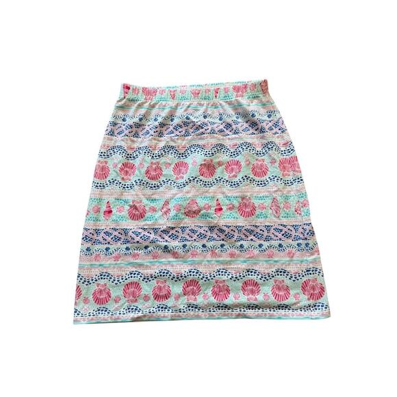 TALBOTS cotton stretchy skirt, size Small; Sea Shell Multicolor Print - Picture 2 of 6